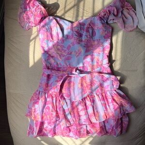 Amanda Uprichard Pink and Purple Floral Dress